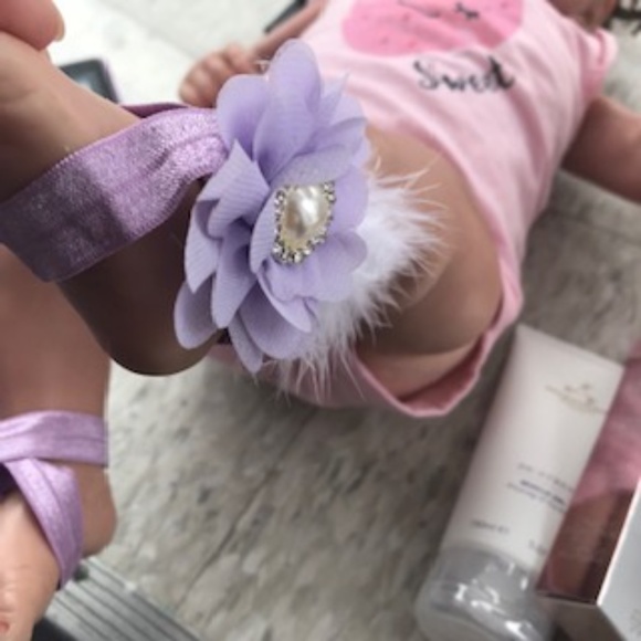 3 pc Infant pearl/flower anklet bare foot sandal - Picture 6 of 6